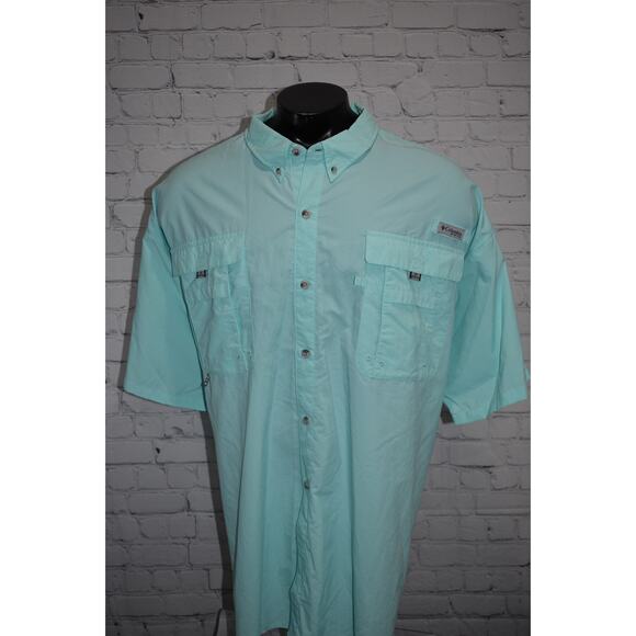 Columbia Men Size 5XB BIG PFG Performance Fishing Gear Shirt Vented Nylon Blue - Picture 2 of 8